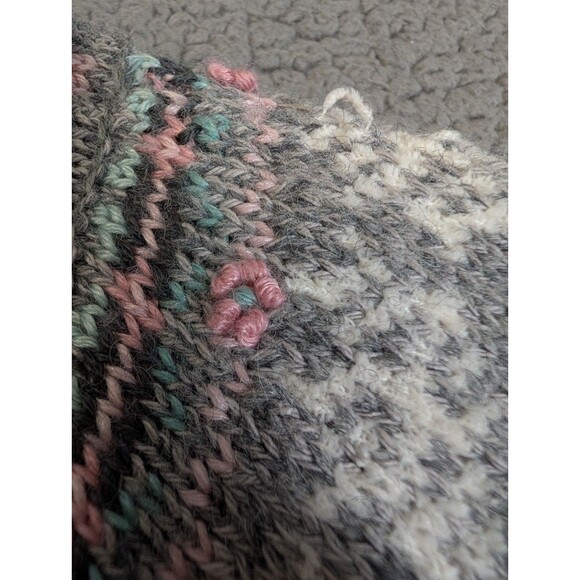VTG Northern Reflections Women's Sweater Cardigan Floral Wool Blend Size L Gray - Picture 16 of 16